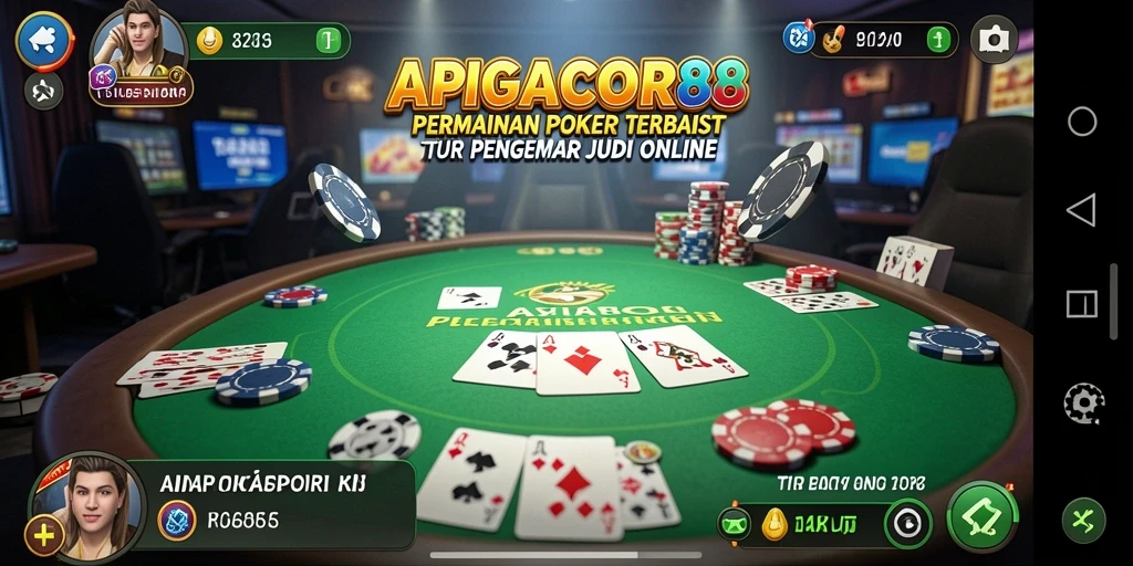 Tampilan gameplay seru dalam aplikasi poker APIGACOR88.