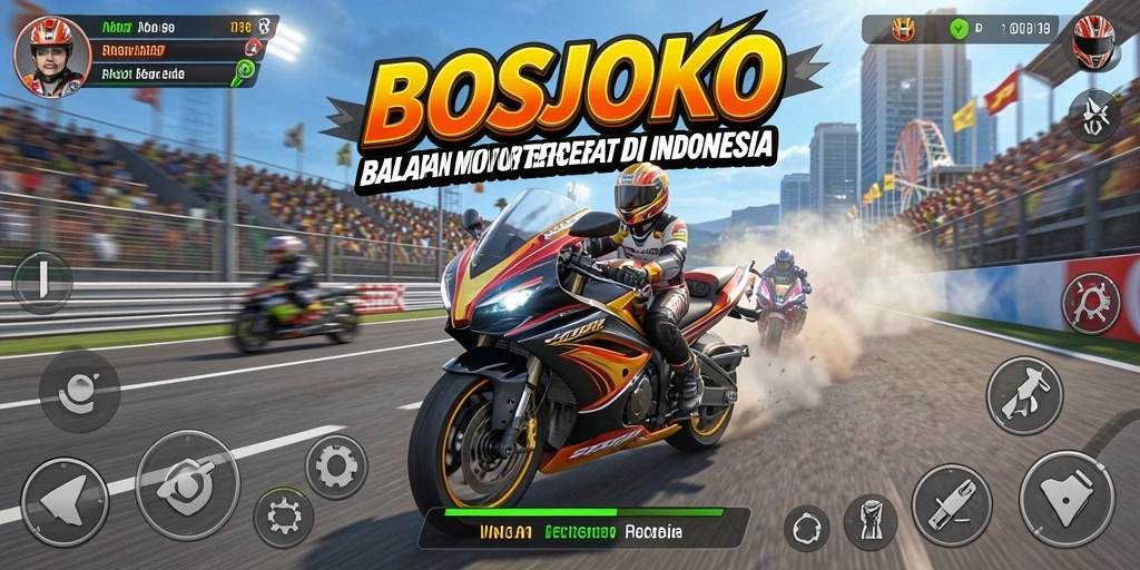 Gameplay seru balapan motor di BOSJOKO.