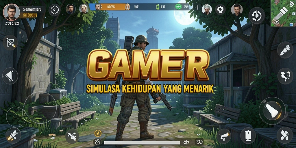 Tampilan gameplay GAMERP dengan aktivitas simulasi yang dinamis.