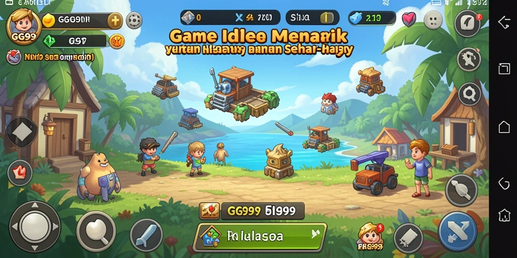 Screenshot gameplay GG99 menampilkan karakter lucu dan lingkungan interaktif.