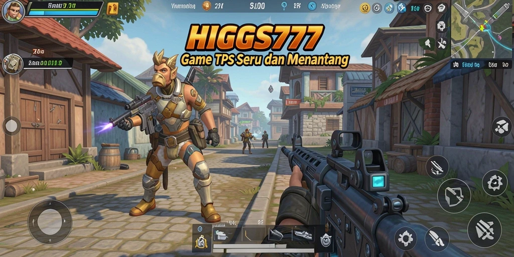 Tampilan gameplay seru HIGGS777 dengan aksi TPS yang mendebarkan.