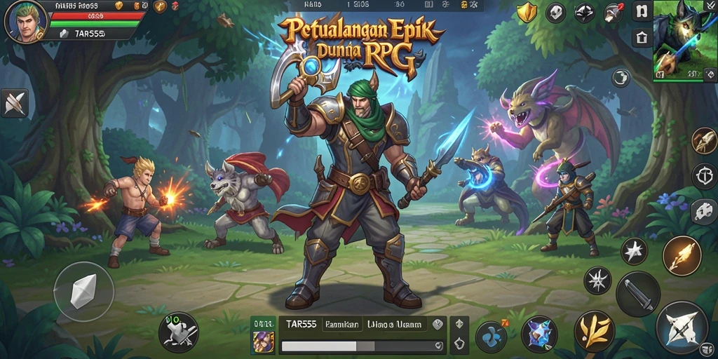 Screenshot gameplay TAR555 memperlihatkan pertarungan seru antara karakter dan monster.