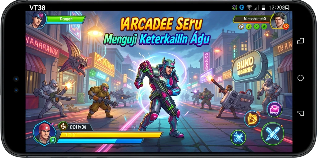 Tangkapan layar gameplay VT38 yang menampilkan aksi menarik dari permainan Arcade.